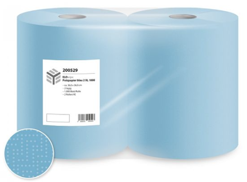ELOwipe Putzpapierrolle 2-lagig XL 1000 Blatt blau
