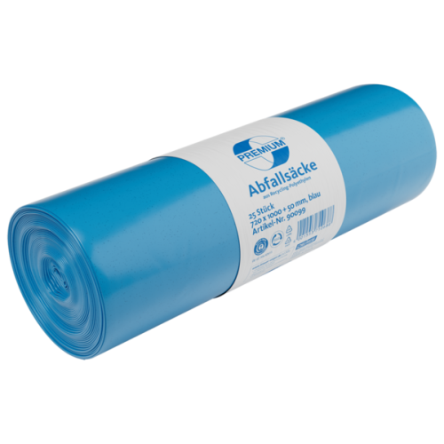 DEISS PREMIUM Müllsäcke 90099 - 120 Liter Flachsack mit Zugband 25 Stück