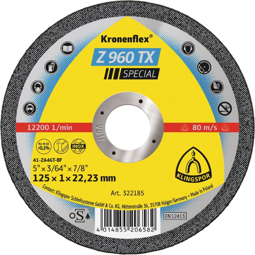 Klingspor Z 960 TX Special Trennscheibe für Edelstahl 125mm BOX 25 Stück